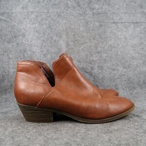 Faded Glory Shoes Womens 9 Ankle Bootie Cut Out Block Heel Brown Casual Western